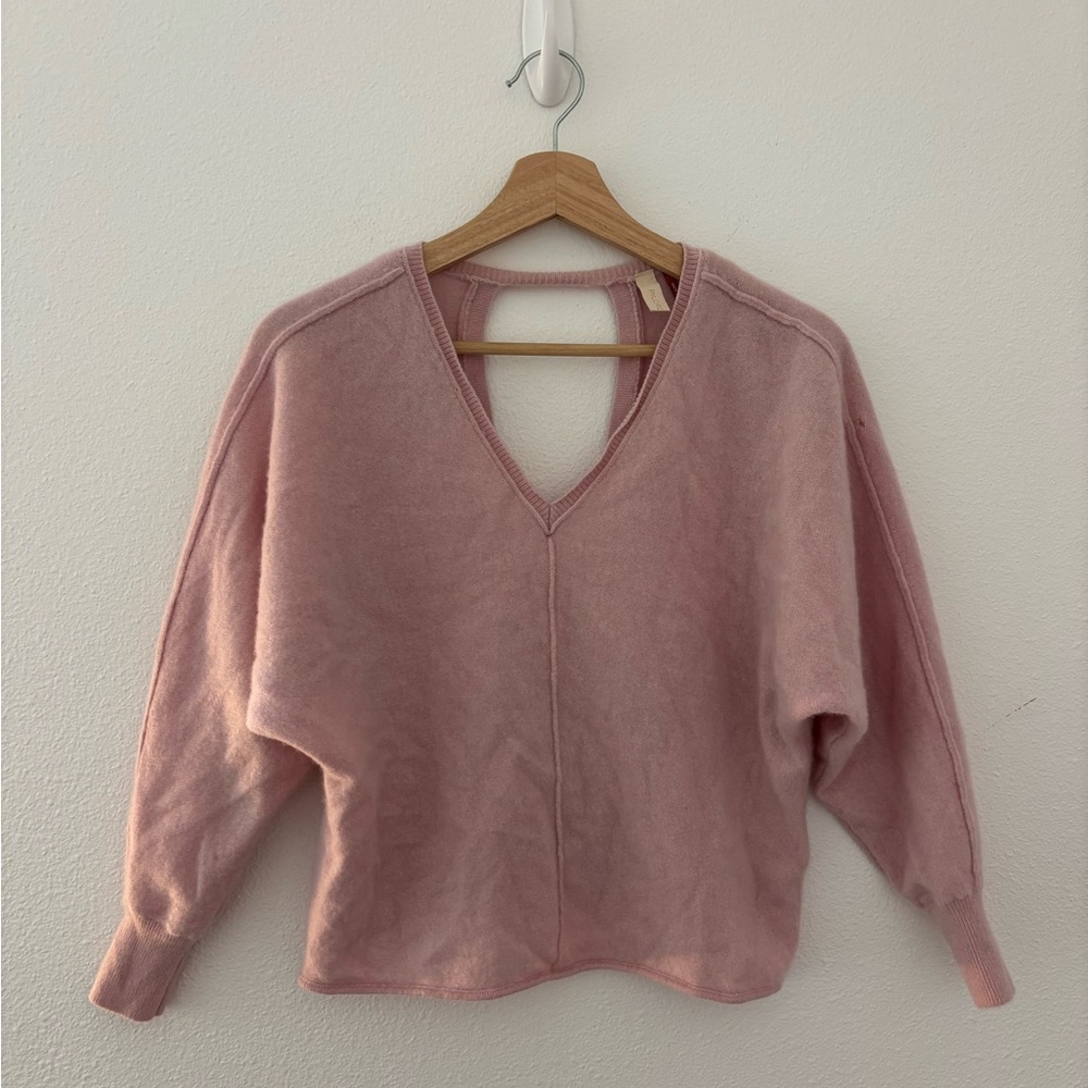 Anthropologie pilcro open back cashmere sweater in pink - Picture 3 of 6